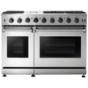 48'' Freestanding Dual Oven Gas Range Stove with Cast Iron Grates