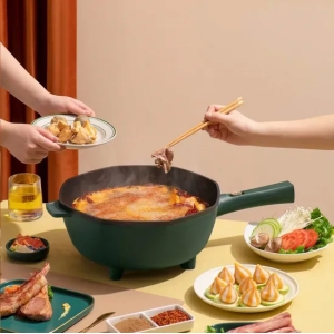 Electric Frying Pan 32cm Non Stick Portable Automatic Electric Skillet Hot Pot