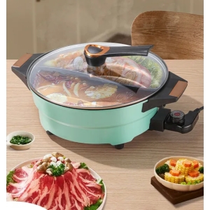 Efficient 1600W Electric Hot Pot, 36cm, with Dual-Cooking Zones