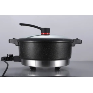 Multi-Function Electric Hot Pot Double Handle Non-Stick Pot with Steamer 32cm