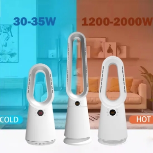 Silent Hot and Cool Electric Stand Fan with Remote Control Bladeless Fan Tower ABS Material High Quality Ceramic Fan Hea