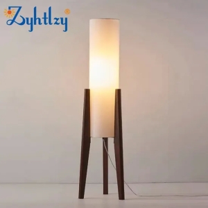 Hot Sale Nordic Wood Fabric Tripod LED Floor Lamp Japanese Retro Indoor Design Home Decoration Living Room Floor Light (