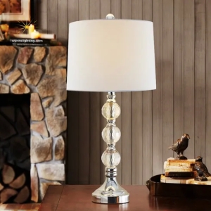 Bedside Table Light Fabric Linen Shade Crystal Stand Light Bedroom Reading Nightlight LED Desk Lamp