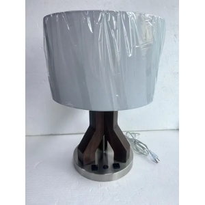 Modern Wood Textured Table Lamp Tan Fabric Shade Hotel Wooden Table Lamp Hilton Light