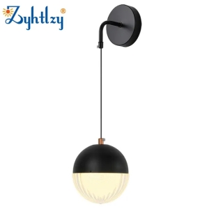 现代北欧黑色亚克力壁灯餐厅餐厅卧室床头球壁灯室内装饰 (zy-b