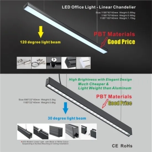 Indoor Home Office Corridor Linkable Chandelier PBT Housing T8 Tube Light Surface Mounted Ceiling Suspended LED Linear L
