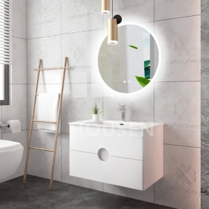 Home Bathroom Furniture Cabinet with Smart LED Round Light Mirror Variety