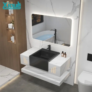 Stylish Wall-Mounted Bath Open Storage Cabinet Vanity Sink Classical Bathroom Furniture