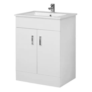Mueble de baño de PVC blanco de alto brillo 600mm (FSC, BSCI, EUDR)
