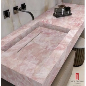 Monté sur un mur de vanité en pierre évier unique pour l'hôtel Salle de bains