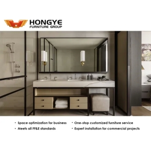 Hotel Furniture One-Stop Service Wall Mounted Vanity Cabinet Mirror Wash Basin Bathroom Furniture