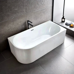 Interior Decoration European Modern Oval Smooth Freestanding Pure Acrylic Stone SPA Bathroom Bathtub Hot Tub for Family