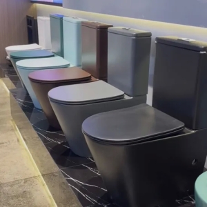 Rimless Design Two Piece Toilet Bathroom Toilet Set Glossy White Wc