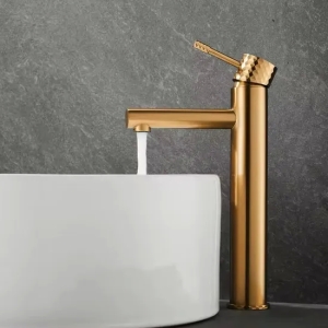 High Quality New Style Diamond Cutting Gold Brushed Bathroom Basin Faucet