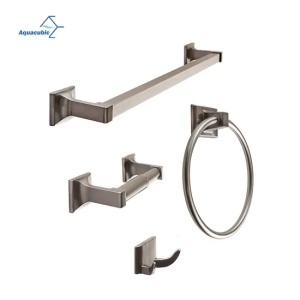 Factory 4-Piece Bath Hardware Satin Nickel Towel Bar Bathroom Accessory Set