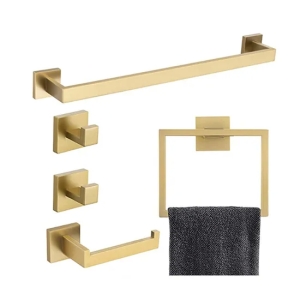 Retro Gold Luxurious 5 Pieces Steel 304 Bath Towel Bar Bathroom Hardware Accessories