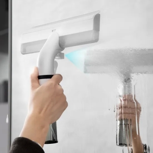 Nuevo diseño ventana escobilla sucio agua recoger silicona mango largo patente aerosol ventana limpiador robot