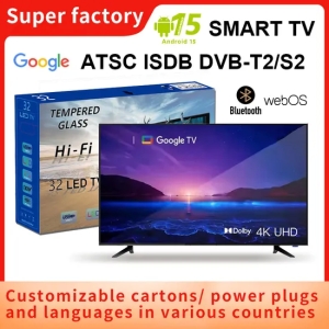 2025 Hot Sale Large Panel LED TV 43 46 50 55 65 75 85 Inch Smart TV Android FHD 4K Customized LCD OLED TV for Sale