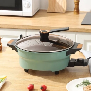 Poêle électrique personnelle intérieure Poêle électrique avec couvercle en verre trempé ventilé