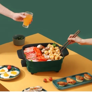 Non-Stick frigideira elétrica com alumínio corpo elétrico Pan temperatura controle cabo