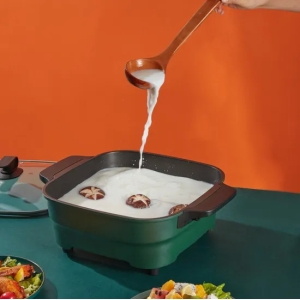 Portátil antiadherente sartín eléctrico con tapa de vidrio 1600W