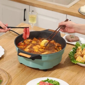 Hot Pot Electric Multicooker Deep Skillet Temperature Control for Steak