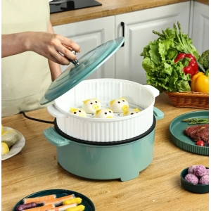 4L Electric Cooking Pot Multicooker Cooker Food Steamer Kitchen Appliance 30cm