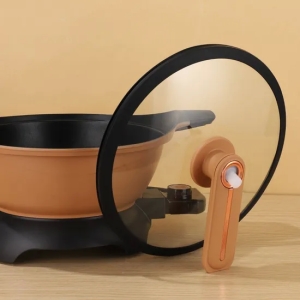 Contrôle de température électrique de poêle à frire avec le couvercle multifonctionnel 30cm