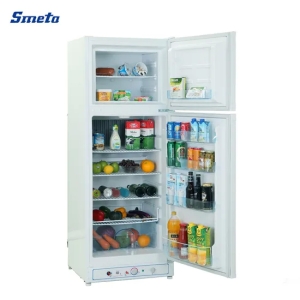 3 Way 170L 225L 280L Upright Home Double Door 12V 24V DC Compressor AC Kerosene LPG Gas Powered Stainless Steel Fridge A