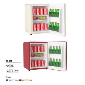 35L Storage Bc - 35e Retro Thermoelectric Mini Bar Fridge 0-10º C for Home Use and Hotel with Blue White Red Yellow Choi