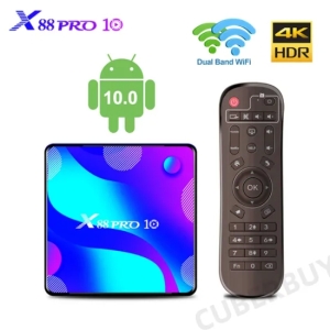 X88PRO 10 Android 10,0 Set Top Box con 12 meses Qhdtv