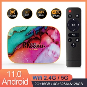 热销Android电视盒Rk88 Max Android 11 IPTV Rk3318媒体播放器4k机顶盒