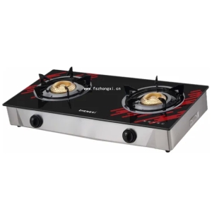 Cuisinière à gaz en verre trempé à 2 brûleurs