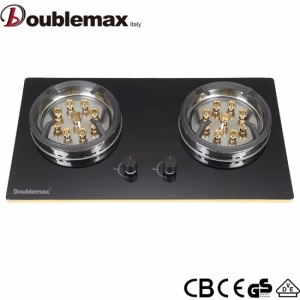 Estufa de gas de vidrio templado de 2 quemadores Super Blue Flame de alta eficiencia