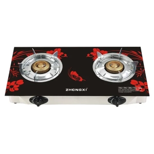 Pas cher Prix Europe Marché Double Brûleur Table Haut Trempé Cuisinière À Gaz En Verre
