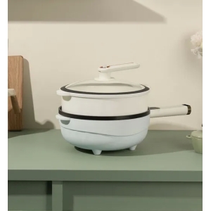 Electric Griddle 30cm Multifunction Cooking Hot Pan Electric Steaming Pot with Steamer