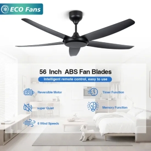 Luz de ventilador ajustable de 6 velocidades Ventilador de techo DC de bajo ruido con luz