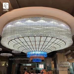 Lámpara de lujo personalizado gran proyecto banquete iluminación de lujo LED lámpara de techo de cristal