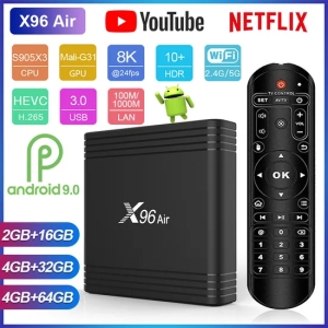 X96air Amlogic S905X3 64GB 2.4G/5g 8K Android 9.0 TV Set Top Box X96 Air Support Voix À Distance