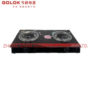 Goldk venta caliente estilo 3D vidrio templado superior 2 quemador infrarrojo estufa de gas 828