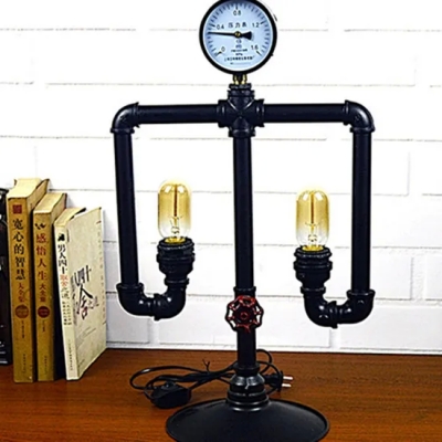 Industrial loft mesa de luz hierro tubo de agua lámpara de mesa robot decoración vapor Edison lámpara de mesa (WH-VTB-30