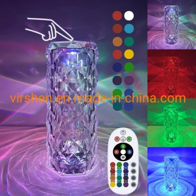 Interior decorativo habitación restaurante táctil portátil acrílico cristal noche recargable LED lámpara de mesa moderna