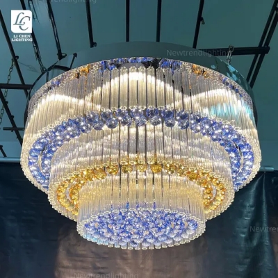 Profesional personalizado interior Hotel decoración Iluminación lujo cristal araña de techo