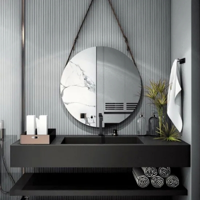 Tendencia Personalizar Montado En La Pared de Mármol de Piedra Sinterizado Baño Vanidad Sola Cuenca Del Fregadero Mueble