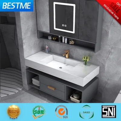 Guangdong Fatctoy ODM LED Espejo inteligente Tamaño personalizado Sinterstone Cuenca Baño Vanidad Gabinete (BY-X8005)