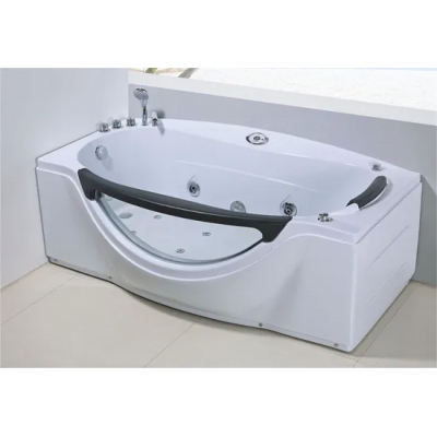 Material de acrílico para baño de esquina Bañera de masaje de ventana de vidrio