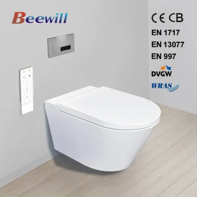 Inodoro de una sola pieza montado en la pared elegante montado en la pared del bidé integrado del cuarto de baño