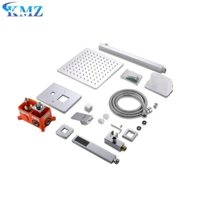 Système de pommeau de douche prix usine avec tête de panneau de douche carrée de poche caché robinet de douche de salle 