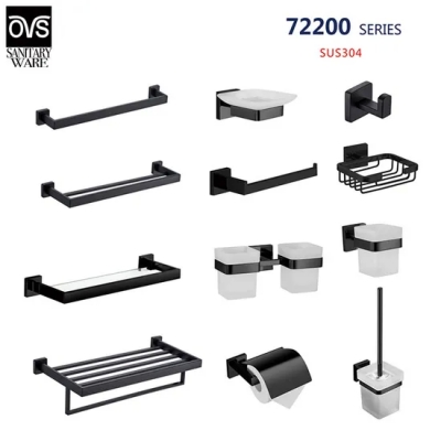 Modern Hotel Wall Mounted Toilet Bath Set Matt Black Aço Inoxidável SUS 304 Ss SUS304 Acessórios Do Banheiro