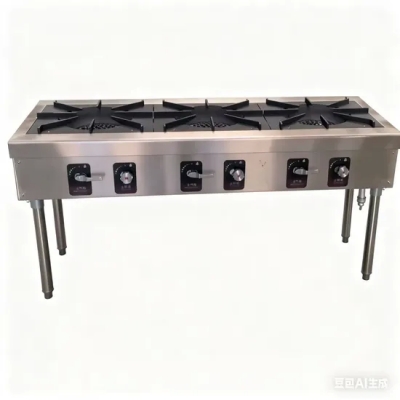 Cocina comercial de acero inoxidable Estufa de gas Tow-Burner Estufa de gas